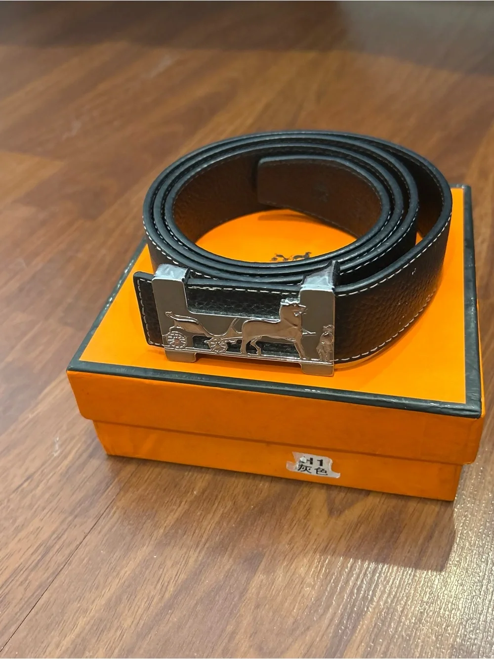 Hermès Black Leather Double Tour Wrap Belt with Silver Buckle